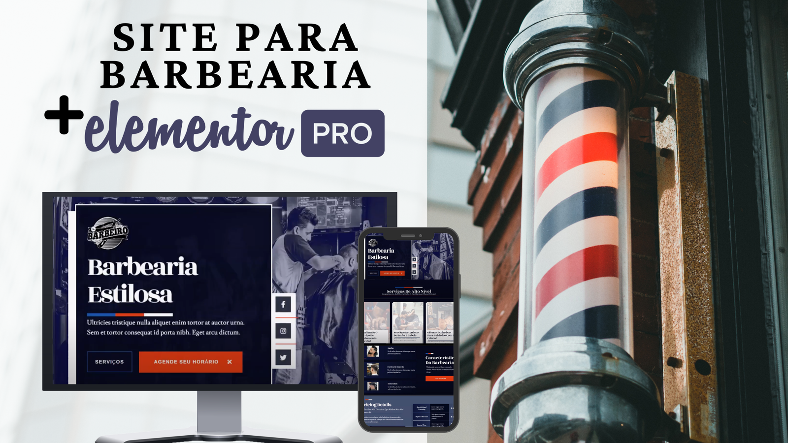 Sites para barbearia + Elementor PRO